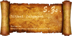Sitkei Zsigmond névjegykártya